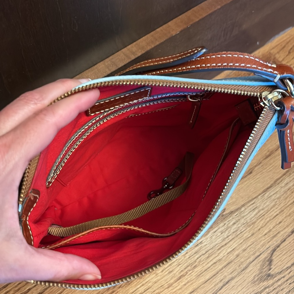 Dooney & Bourke Blue and Brown Crossbody Bag with Leather Trim - Picture 7 of 11